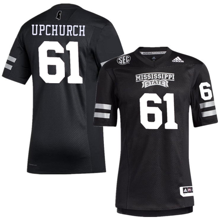 Men #61 Karsten Upchurch Mississippi State Bulldogs College Football Jerseys Stitched-Black